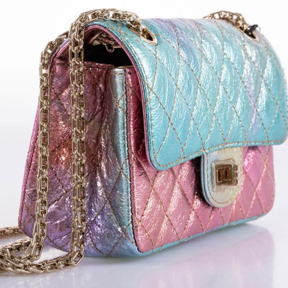 Metallic Goatskin Quilted Mini 2.55 Reissue Flap Multicolor